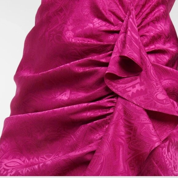 VERONICA BEARD Magenta Paisley Weiss V-Neck Ruffle Maxi Dress Sz 2 NWT MSRP$698 - Picture 9 of 10